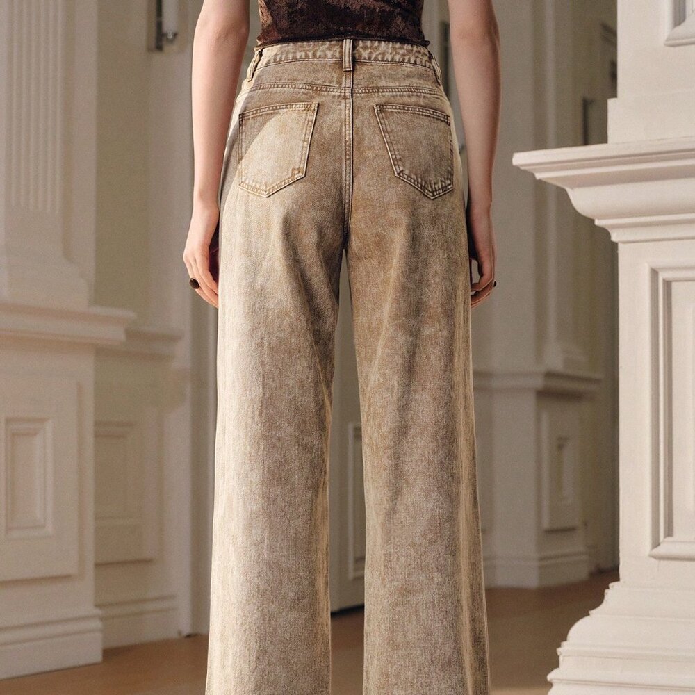 Khaki Boho Women's High Waist Embroidered Pants - Picture 2 of 6